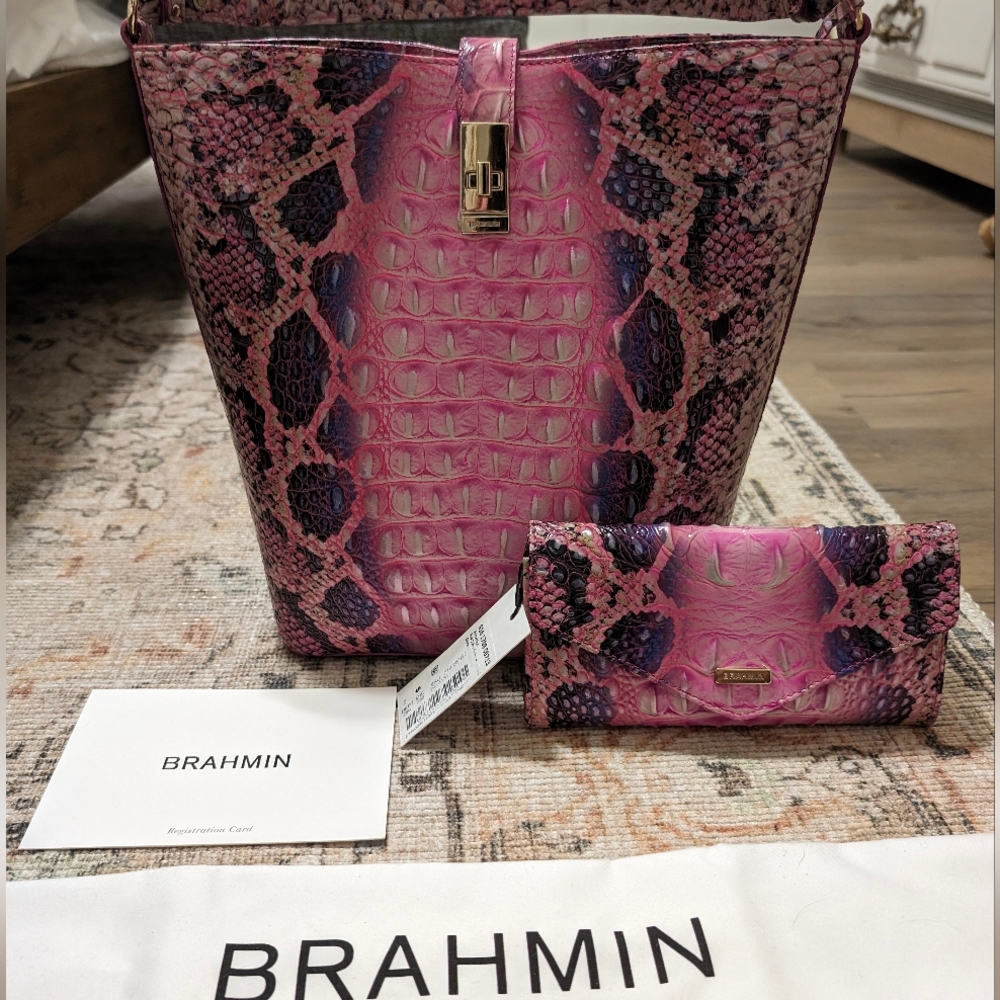Brahmin Shira in Pink Cobra & wallet